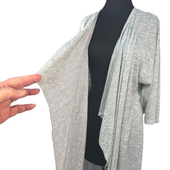 LuLaRoe Womens Long Cardigan Waterfall Open Front Lightweight Gray Sweater L - Picture 4 of 8